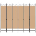 vidaXL Paravent à 6 panneaux Beige 240 x 200 cm Tissu