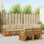 vidaXL Ensemble de canapés d'extérieur 8 pc Naturel et Beige Polyester