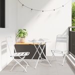 Ensemble de Bistro Pliable 3 Pièces vidaXL Blanc Acier