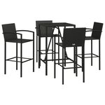 vidaXL Ensemble de bar de jardin 5 Pièces noir résine tressée