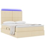 vidaXL Lit de rangement LED avec matelas Crème 140 x 190 cm Tissu