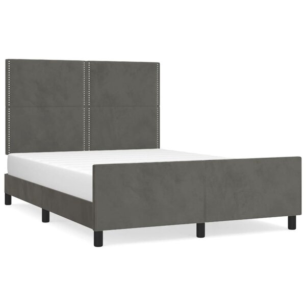 vidaXL Cadre de lit avec tête de lit Gris foncé 140x190 cm Velours