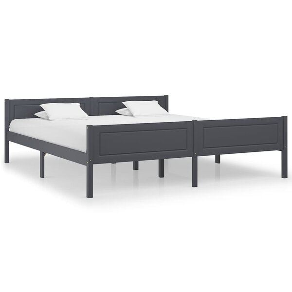 vidaXL Cadre de lit Bois de pin massif Gris 180x200 cm