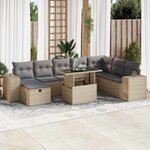 vidaXL Salon de jardin avec coussins 9 Pièces beige résine tressée