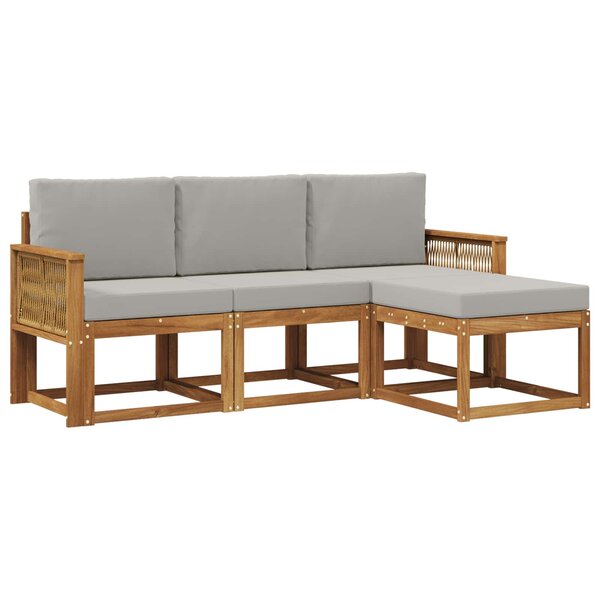 vidaXL Ensemble de canapés d'extérieur 4 pc Naturel et gris clair