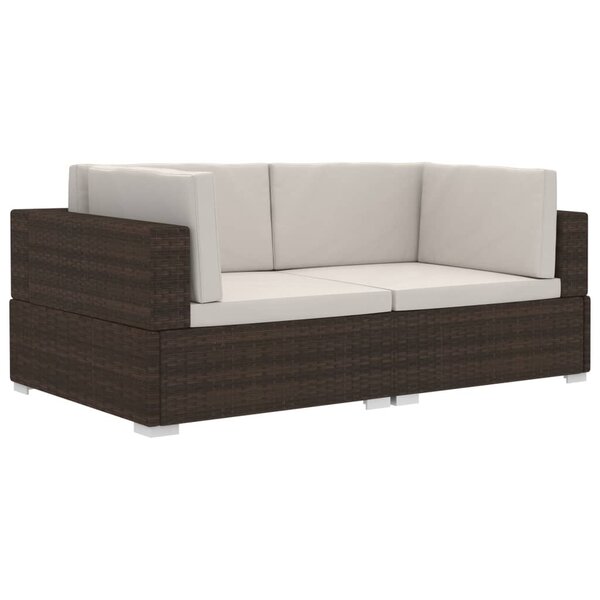 vidaXL Chaises d'angles lot de 2 avec coussins Résine tressée Marron