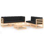 vidaXL Salon de jardin 6 Pièces avec coussins Bois de pin massif