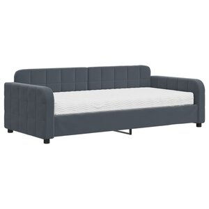 vidaXL Lit de jour avec matelas gris foncé 90x190 cm velours