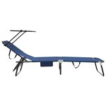 vidaXL Chaise longue pliante avec coussin Bleu 56 x 190 x 81cm tissu