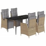 vidaXL Ensemble à manger de jardin coussins 5 Pièces mélange beige rotin