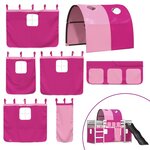 vidaXL Lit superposé avec toboggan et rideaux rose 90x190 cm