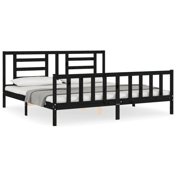 vidaXL Cadre de lit sans matelas noir 200x200 cm bois massif de pin