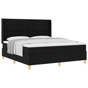 vidaXL Lit à ressorts avec matelas Noir 180 x 200 cm tissu