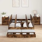 vidaXL Cadre de lit avec rangement Chêne fumé 120 cm Bois d'ingénierie