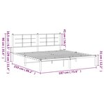 vidaXL Cadre de lit métal avec tête de lit blanc 183x213 cm