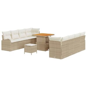 vidaXL Ensemble de canapé de jardin avec coussin 11 Pièces Beige et crème