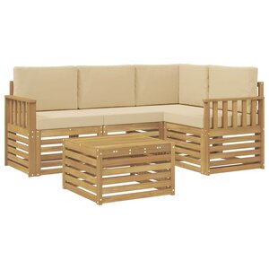vidaXL Ensemble de canapés d'extérieur 5 pc Blanc et Beige Polyester