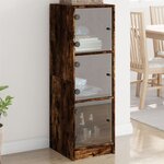 vidaXL Buffet avec portes en verre chêne fumé 35x37x109 cm