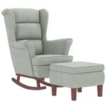 vidaXL Fauteuil à bascule à oreilles en velours gris clair bois massif