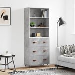 vidaXL Buffet haut Gris béton 69 5x34x180 cm Bois d'ingénierie