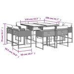 vidaXL Ensemble à manger de jardin et coussins 9 Pièces gris clair rotin