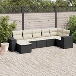 vidaXL Salon de jardin 7 Pièces avec coussins noir résine tressée