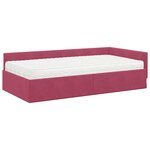 vidaXL Cadre de lit d'angle avec matelas 2 pc Bordeaux 90 x 190 cm