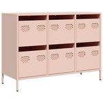 vidaXL Buffet rose 101 5x39x73 5 cm acier laminé à froid