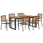 vidaXL Ensemble de salle à manger pour jardin 7 Pièces Noir