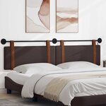 vidaXL Tête de lit suspendue Avec lumière LED Marron foncé PU antique