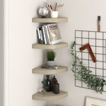 vidaXL Étagères d'angle flottantes 4 Pièces chêne 25x25x3 8 cm MDF
