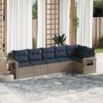 vidaXL Salon de jardin 6 Pièces avec coussins gris résine tressée