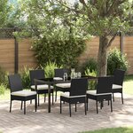 vidaXL Set de salle à manger jardin 7 pièces Noir Rotin synthétique