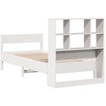 vidaXL Lit bibliothèque sans matelas blanc 90x200cm bois de pin massif