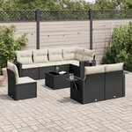 vidaXL Salon de jardin 9 Pièces avec coussins noir résine tressée