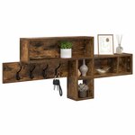 vidaXL Porte-manteau mural avec étagère Chêne fumé 100 x 12 x 43 5 cm