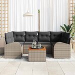 vidaXL Ensemble de canapé de jardin 7 Pièces Gris Poly rotin