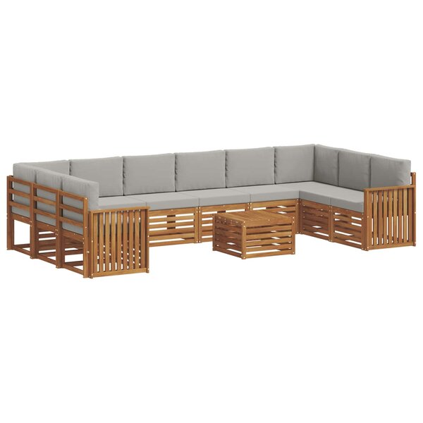 vidaXL Ensemble de canapés d'extérieur 11 pc Gris Naturel et Clair
