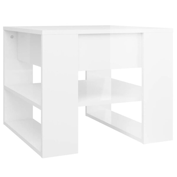 vidaXL Table basse blanc brillant 55 5x55x45 cm bois d'ingénierie