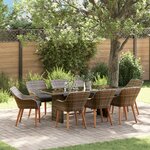 vidaXL Ensemble de salle à manger de jardin poly rotin gris de 9 pièces
