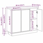 Buffet vidaXL avec éclairage LED en chêne fumé 90x32x75 cm en bois d'ingénierie