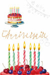 69-3117 Carte Anniversaire pour Gourmand 7 Bougies sur un Gâteau aux Fruits Rouges peinture Aquarelle - Finitions Dorure Or Doré + Gaufrage en Relief +1 Enveloppe Format 12x17cm - Fabriqué en Europe