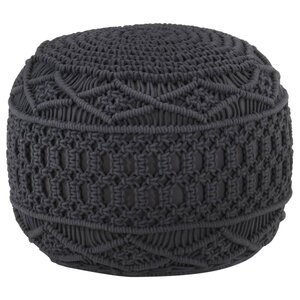 vidaXL Pouf fait à la main en macramé Anthracite 45x30 cm Coton