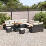 vidaXL Ensemble de canapé de jardin 13 Pièces Noir polyrotin