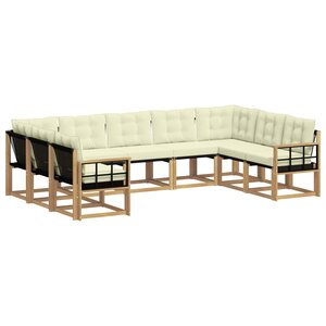 vidaXL Ensemble de canapés d'extérieur 9 pc Blanc et crème