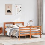 vidaXL Cadre de lit sans matelas cire marron 135x190cm bois pin massif