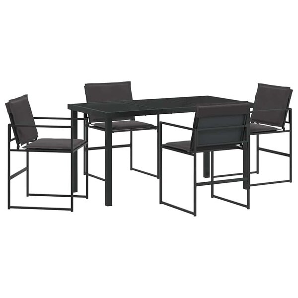 vidaXL Ensemble de salle à manger pour jardin 5 Pièces Noir