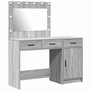 vidaXL Table de Toilette avec tiroir 2 Pièces Gris Bois d'ingénierie