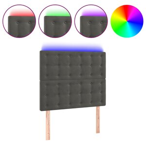 vidaXL Tête de lit à LED Gris foncé 90x5x118/128 cm Velours