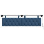 vidaXL Tête de lit suspendue Avec lumière LED Bleu Tissu